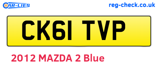 CK61TVP are the vehicle registration plates.