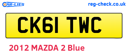 CK61TWC are the vehicle registration plates.