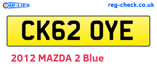 CK62OYE are the vehicle registration plates.