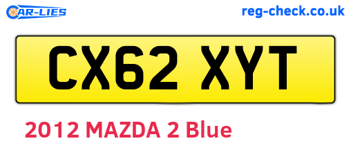 CX62XYT are the vehicle registration plates.