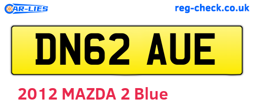 DN62AUE are the vehicle registration plates.
