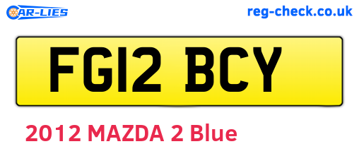 FG12BCY are the vehicle registration plates.