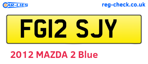 FG12SJY are the vehicle registration plates.