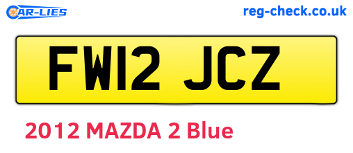 FW12JCZ are the vehicle registration plates.