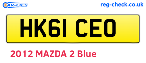 HK61CEO are the vehicle registration plates.