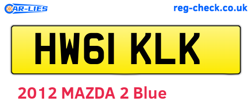 HW61KLK are the vehicle registration plates.