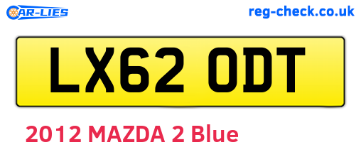 LX62ODT are the vehicle registration plates.