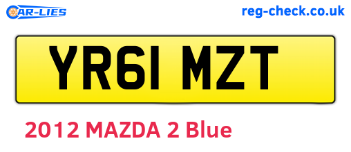 YR61MZT are the vehicle registration plates.