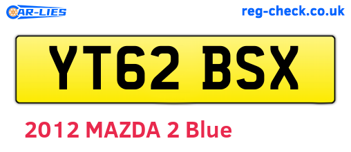 YT62BSX are the vehicle registration plates.