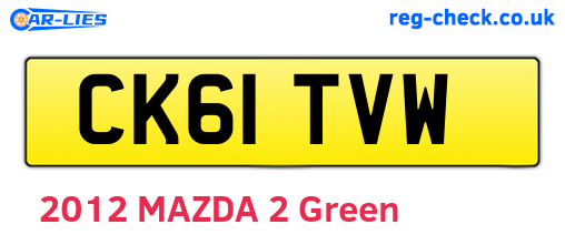 CK61TVW are the vehicle registration plates.