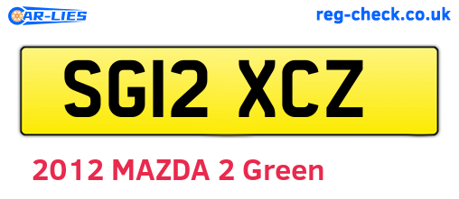 SG12XCZ are the vehicle registration plates.