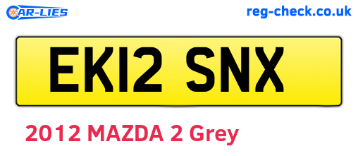 EK12SNX are the vehicle registration plates.