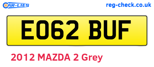 EO62BUF are the vehicle registration plates.