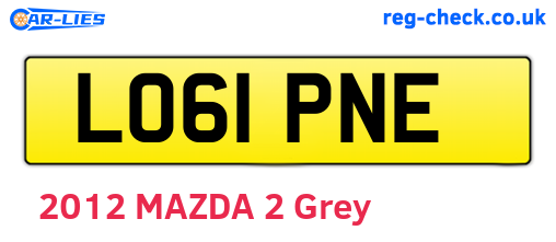 LO61PNE are the vehicle registration plates.