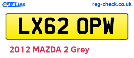 LX62OPW are the vehicle registration plates.