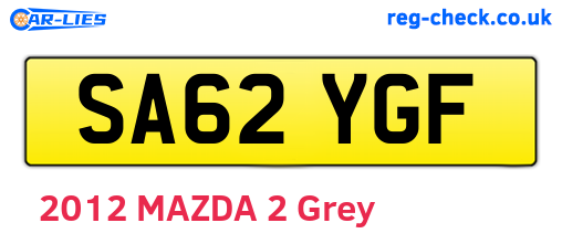 SA62YGF are the vehicle registration plates.