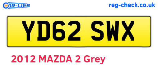 YD62SWX are the vehicle registration plates.
