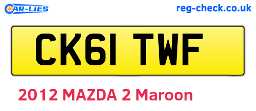 CK61TWF are the vehicle registration plates.