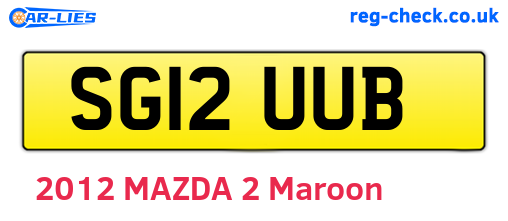SG12UUB are the vehicle registration plates.