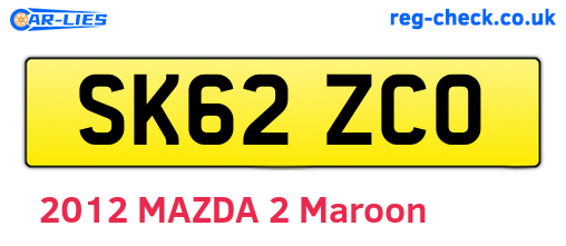 SK62ZCO are the vehicle registration plates.