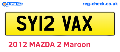 SY12VAX are the vehicle registration plates.