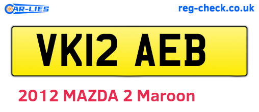 VK12AEB are the vehicle registration plates.