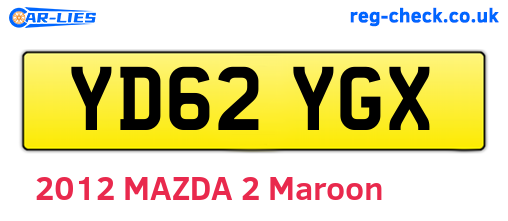 YD62YGX are the vehicle registration plates.