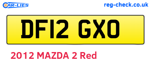 DF12GXO are the vehicle registration plates.
