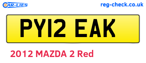PY12EAK are the vehicle registration plates.