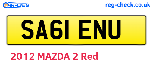 SA61ENU are the vehicle registration plates.