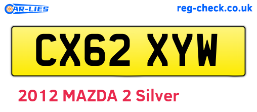 CX62XYW are the vehicle registration plates.