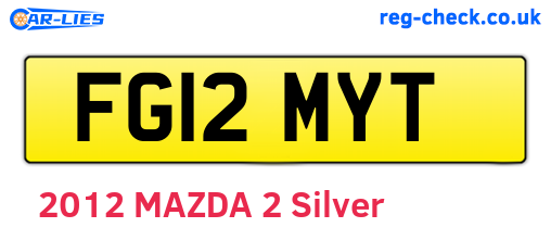 FG12MYT are the vehicle registration plates.