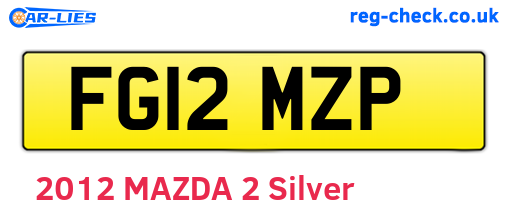 FG12MZP are the vehicle registration plates.