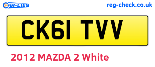 CK61TVV are the vehicle registration plates.