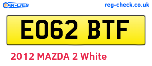EO62BTF are the vehicle registration plates.