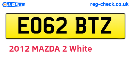 EO62BTZ are the vehicle registration plates.