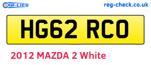 HG62RCO are the vehicle registration plates.