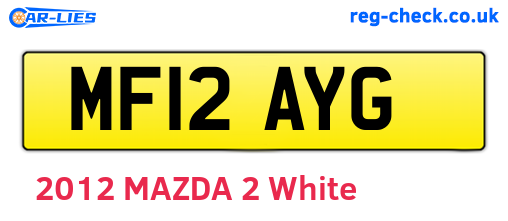 MF12AYG are the vehicle registration plates.