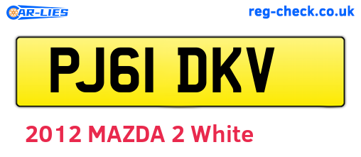 PJ61DKV are the vehicle registration plates.