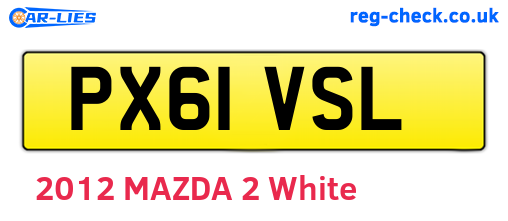 PX61VSL are the vehicle registration plates.