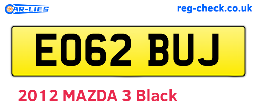 EO62BUJ are the vehicle registration plates.