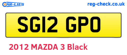 SG12GPO are the vehicle registration plates.