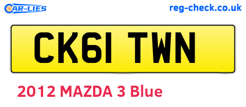 CK61TWN are the vehicle registration plates.