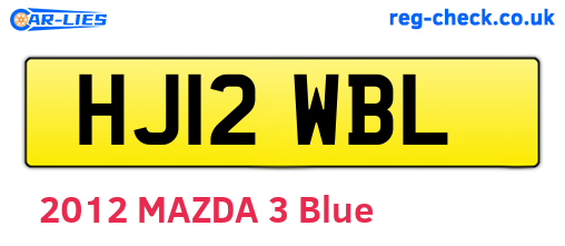 HJ12WBL are the vehicle registration plates.
