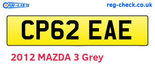 CP62EAE are the vehicle registration plates.