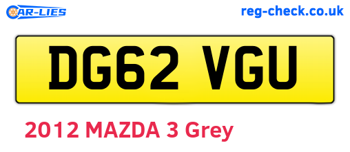 DG62VGU are the vehicle registration plates.
