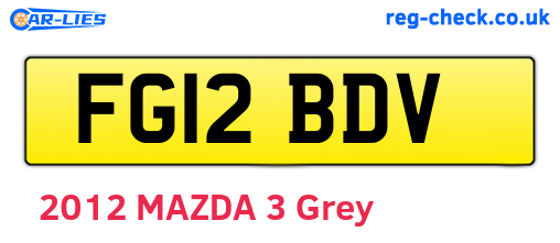 FG12BDV are the vehicle registration plates.