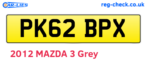 PK62BPX are the vehicle registration plates.