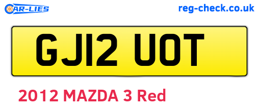 GJ12UOT are the vehicle registration plates.