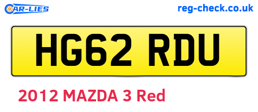 HG62RDU are the vehicle registration plates.